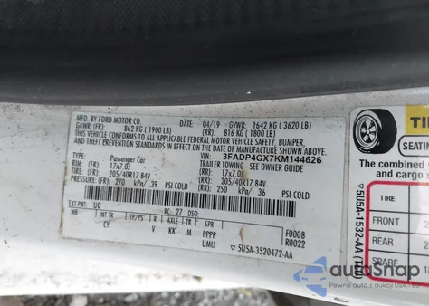 2019 Ford Fiesta St from USA, damaged, VIN 3FADP4GX7KM144626